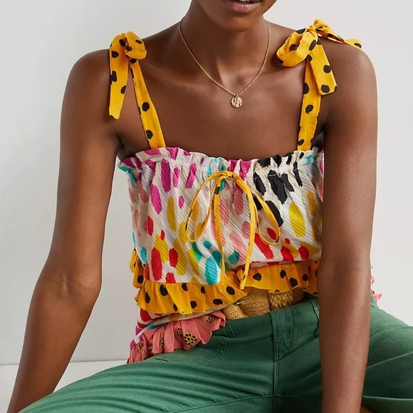 Anthropologie NWT Conditions Apply Ruffled Tie Strap Cami Sz XL - Picture 13 of 13